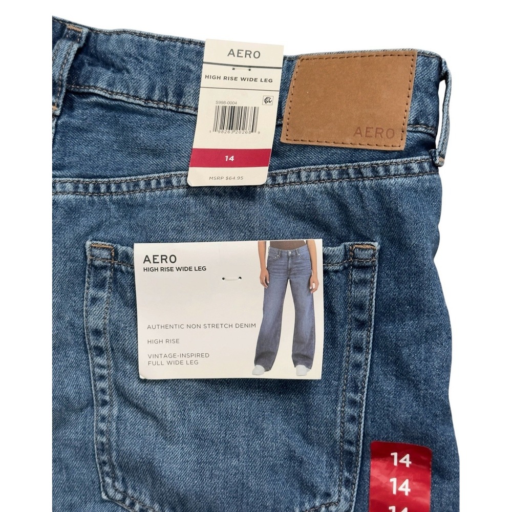 Aero High Rise Wide Leg Non Stretch Full Wide Leg Jeans Size 14